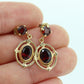 Antique Garnet Dangle Earrings. 14k Gold Victorian Etruscan Garnet Dangle  st(71)