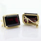 GARNET 14k Gold Stud Earrings. NON Pierced Omega Clip ons Large Garnet studs earrings. (st106)