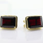 GARNET 14k Gold Stud Earrings. NON Pierced Omega Clip ons Large Garnet studs earrings. (st106)