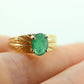 10k Rich green natural 1 carat oval emerald  10k yellow gold vintage solitaire ring Clyde Duneier CID (st78)