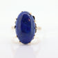 10k Blue Lapis Lazuli  Ring. Vintage 10k Yellow Gold Lapis Prong Set into Cathedral. Large Lapis Egg Very unique. St(104)