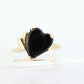 14k ONYX HEART ring. Heart Onyx prong set victorian mourning ring. ESSEMCO st(63)