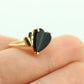 14k ONYX HEART ring. Heart Onyx prong set victorian mourning ring. ESSEMCO st(63)