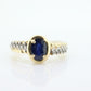 10k Blue Sapphire diamond solitaire ring. 10k Large oval Sapphire ring. Nissko Sapphire diamond ring. st(86)