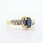 10k Blue Sapphire diamond solitaire ring. 10k Large oval Sapphire ring. Nissko Sapphire diamond ring. st(86)
