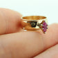 ARTCARVED 10k Gold Natural Ruby Ring. Art carved marquise RUBY engagement ring. Jr Wood Art Deco. st86