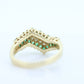 10k Diamond Emerald Pave Encrusted Band. 10k Yellow Gold Diamond Emerald Dome bypass Cluster band. st(110)