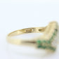 10k Diamond Emerald Pave Encrusted Band. 10k Yellow Gold Diamond Emerald Dome bypass Cluster band. st(110)