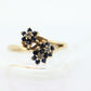 14k Sapphire Diamond Flower Ring.  14k Yellow Gold Sapphire daisy band. Cluster Flower ring. st(69)