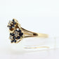 14k Sapphire Diamond Flower Ring.  14k Yellow Gold Sapphire daisy band. Cluster Flower ring. st(69)