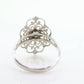 10k Open Flowers Shield ring. 10k Rose White Gold Flower Open scroll filigree Skinny Dainty Michael Anthony ring. st(67)