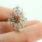10k Open Flowers Shield ring. 10k Rose White Gold Flower Open scroll filigree Skinny Dainty Michael Anthony ring. st(67)