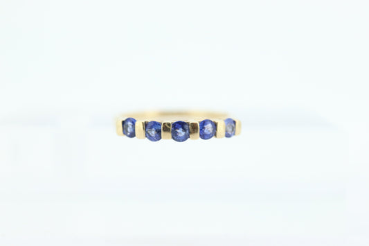 10k Gold BLUE Sapphire Eternity Band. Channel Set round Sapphire Anniversary band. st(94)