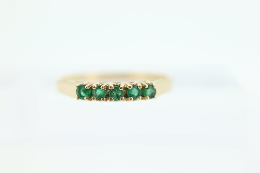 14k Eternity Emerald Yellow gold ring. Half Round Emerald Eternity Band Anniversary band. st(72)