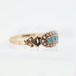 Victorian 10k Turquoise Cabochon and Pearl Seed Ring. 10k Victorian ornate flower embossed bezel ring. st(49)