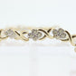 10k Diamond XOXO slide Bracelet. 10k Yellow White Gold Kiss Hug Diamond Bracelet.  st(145)
