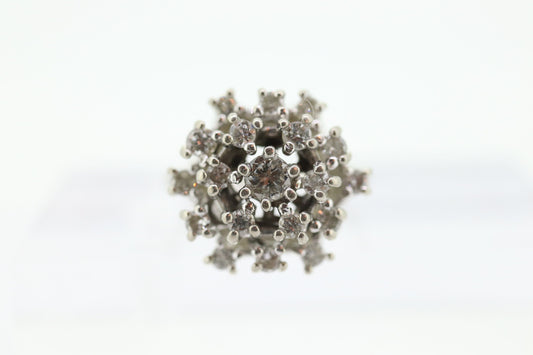 14k Diamond SunBurst STARBURST Round Flower Ring. Round Cluster Diamond cluster cocktail ring. st(222)