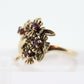 Flower Ruby Set Cocktail ring. Rose Ring 14k Gold with shadows. Flower Ring. (199)