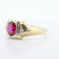 10k Large Ruby and Diamond ring. Mens or Womens Heavy Ruby signet ring. sz 11.