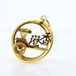 14k CHINESE RICKSHAW cart carriage Medallion pendant. 14k 3D Cart BUGGY rickshaw Geometric Charm st(92)