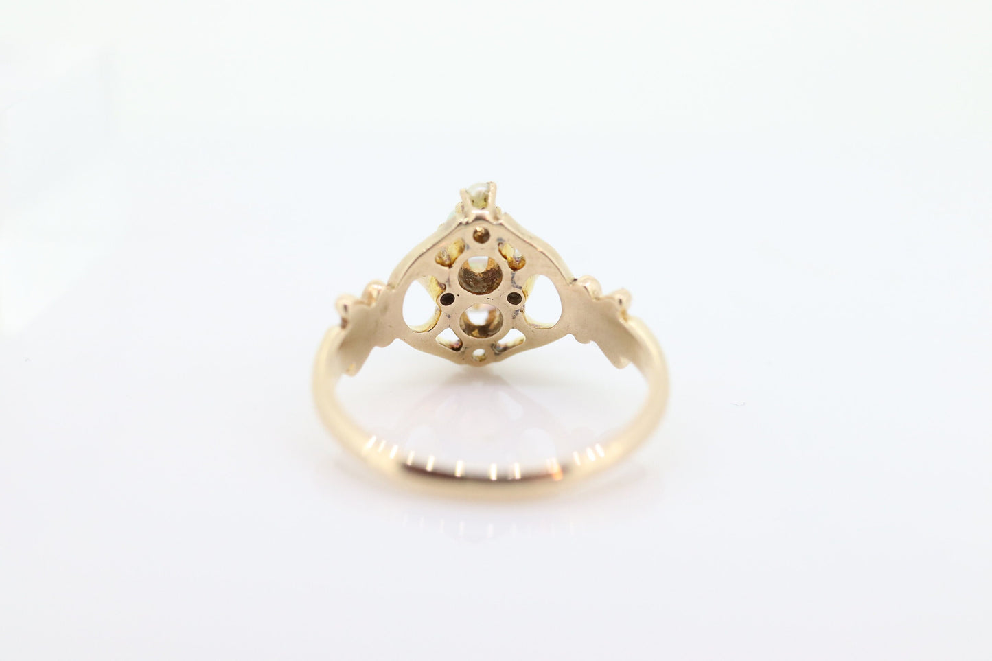 Victorian Double Opal and Pearl Seed ring. Antique 10k Yellow Gold Opal Pearl Seed Victorian Ring.