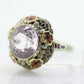 Antique 14k Gold Art Deco Kunzite ring. Robin Bladen & Robins RBR Pearl seed enamel flower filigree ring. st(248)