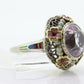 Antique 14k Gold Art Deco Kunzite ring. Robin Bladen & Robins RBR Pearl seed enamel flower filigree ring. st(248)