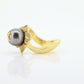 14k Tahitian Pearl ring. GALATEA 14k Gold  Pearl and diamond ring. Large Tahitian pearl flower solitaire ring. st(425)