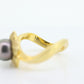 14k Tahitian Pearl ring. GALATEA 14k Gold  Pearl and diamond ring. Large Tahitian pearl flower solitaire ring. st(425)