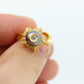 14k Tahitian Pearl ring. GALATEA 14k Gold  Pearl and diamond ring. Large Tahitian pearl flower solitaire ring. st(425)
