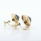 Antique Garnet Diamond Earrings. 10k Gold Victorian Etruscan Garnet Cabochon with Diamond center burst. MOP halo. st(59)