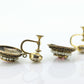 Antique Garnet Pearl seed Earrings. 14k Gold Victorian Etruscan Garnet Dangle Unpierced Screw back st(55)