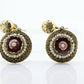 Antique Garnet Pearl seed Earrings. 14k Gold Victorian Etruscan Garnet Dangle Unpierced Screw back st(55)