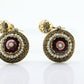 Antique Garnet Pearl seed Earrings. 14k Gold Victorian Etruscan Garnet Dangle Unpierced Screw back st(55)