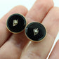 Antique Victorian Onyx and Pearl Seed Earrings. Victorian 1800s Mourning Onyx Non Pierced Screw Back Earrings. st(50)