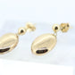14k Yellow Gold Dangle Drop Earrings. Oval Puffed Earrings Mirror. st(35)