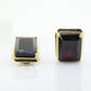 GARNET 14k Gold Stud Earrings. NON Pierced Omega Clip ons Large Garnet studs earrings. (st106)