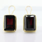 GARNET 14k Gold Stud Earrings. NON Pierced Omega Clip ons Large Garnet studs earrings. (st106)