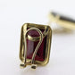 GARNET 14k Gold Stud Earrings. NON Pierced Omega Clip ons Large Garnet studs earrings. (st106)
