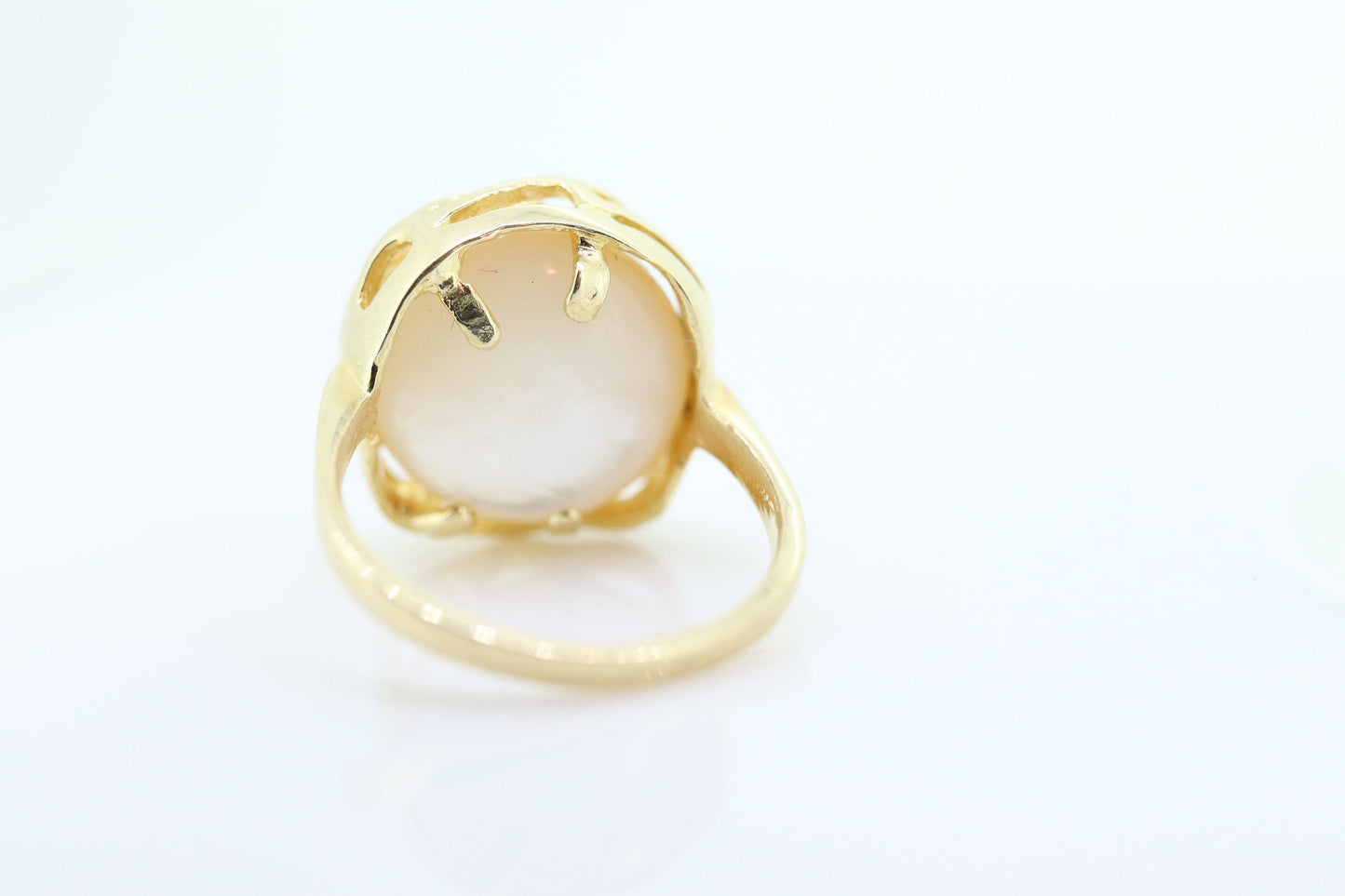 14k Large Mabe and Diamond Ring. Mabe Pearl Solitaire ring. Mabe Large Pearl statement ring st(106)