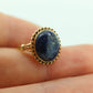 10k Lapis Lazuli  Ring. Budlong, Dockert & Armstrong BDA Oval Cabochon Lapis bezel set into bezel setting. Very unique. St(109) Sz5.5