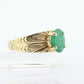 10k Rich green natural 1 carat oval emerald  10k yellow gold vintage solitaire ring Clyde Duneier CID (st78)