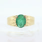 10k Rich green natural 1 carat oval emerald  10k yellow gold vintage solitaire ring Clyde Duneier CID (st78)