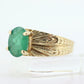 10k Rich green natural 1 carat oval emerald  10k yellow gold vintage solitaire ring Clyde Duneier CID (st78)