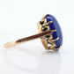 10k Blue Lapis Lazuli  Ring. Vintage 10k Yellow Gold Lapis Prong Set into Cathedral. Large Lapis Egg Very unique. St(104)
