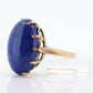 10k Blue Lapis Lazuli  Ring. Vintage 10k Yellow Gold Lapis Prong Set into Cathedral. Large Lapis Egg Very unique. St(104)