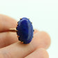 10k Blue Lapis Lazuli  Ring. Vintage 10k Yellow Gold Lapis Prong Set into Cathedral. Large Lapis Egg Very unique. St(104)