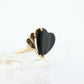 14k ONYX HEART ring. Heart Onyx prong set victorian mourning ring. ESSEMCO st(63)