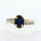 10k Blue Sapphire diamond solitaire ring. 10k Large oval Sapphire ring. Nissko Sapphire diamond ring. st(86)