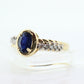 10k Blue Sapphire diamond solitaire ring. 10k Large oval Sapphire ring. Nissko Sapphire diamond ring. st(86)